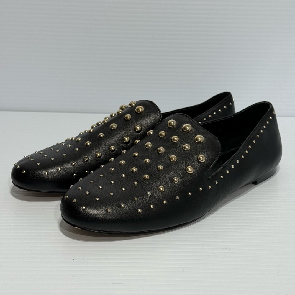 Chicos Black Studded Leather Loafers Size 10 1/2 - Picture 3 of 12